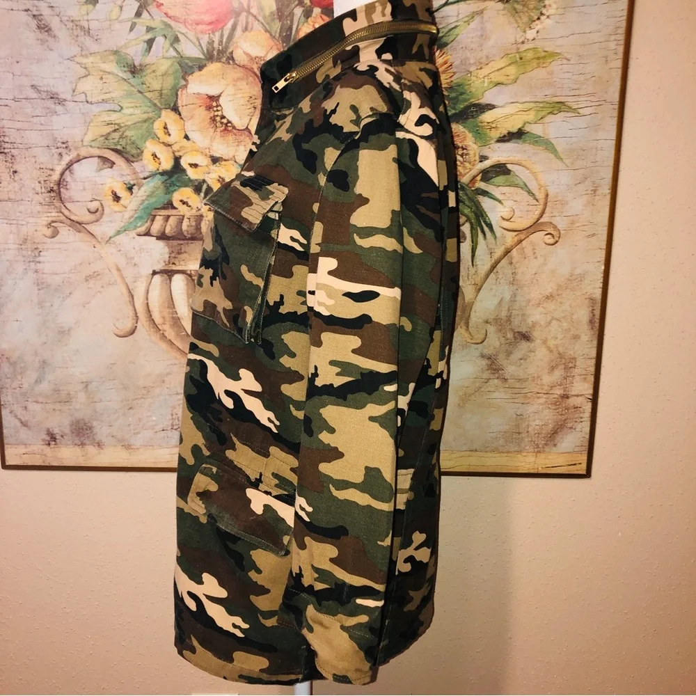 Sz M Asmax Haoduoyi Brown & Green Boho Camo Jacket - Picture 11 of 16